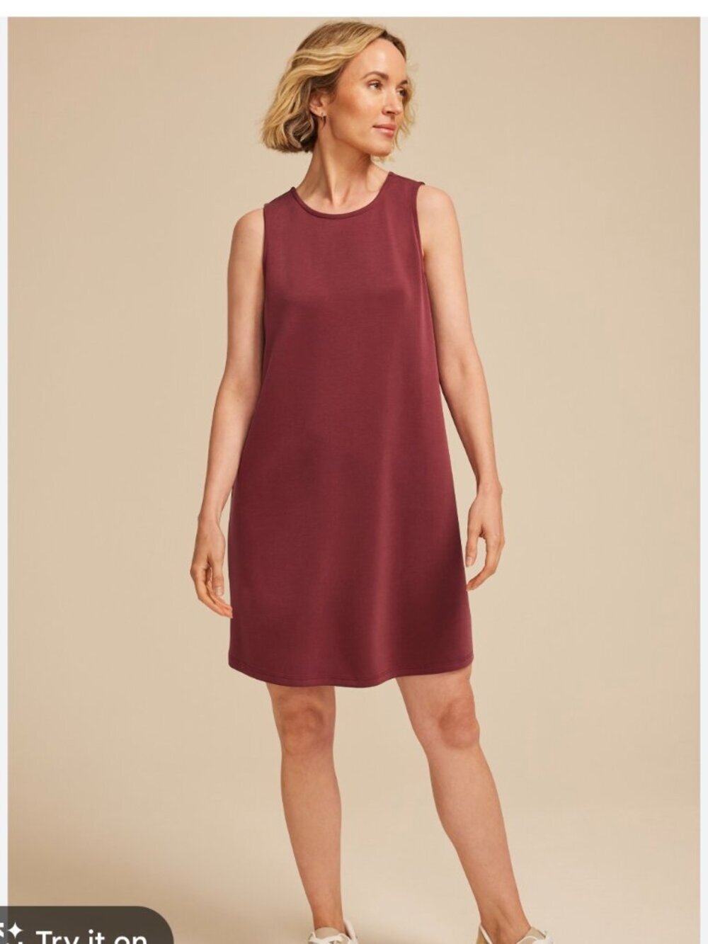 Maurices Size M Cloud Scuba Knit Tank Mini Dress Burgundy Stretch Casual 24/7